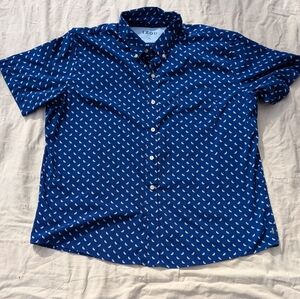 Izod Navy Watermelon Patterned Casual Shirt Summer Vibes, Beach Day, Picnic Fun